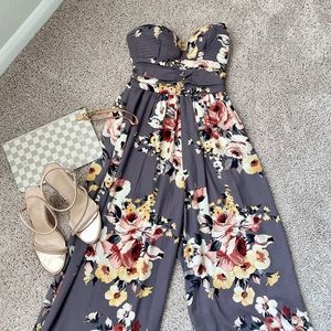 Strapless floral romper, size XS